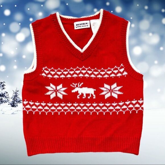 NWT Blueberi Blvd Size 24M Red & White Sweater Vest - Picture 1 of 3